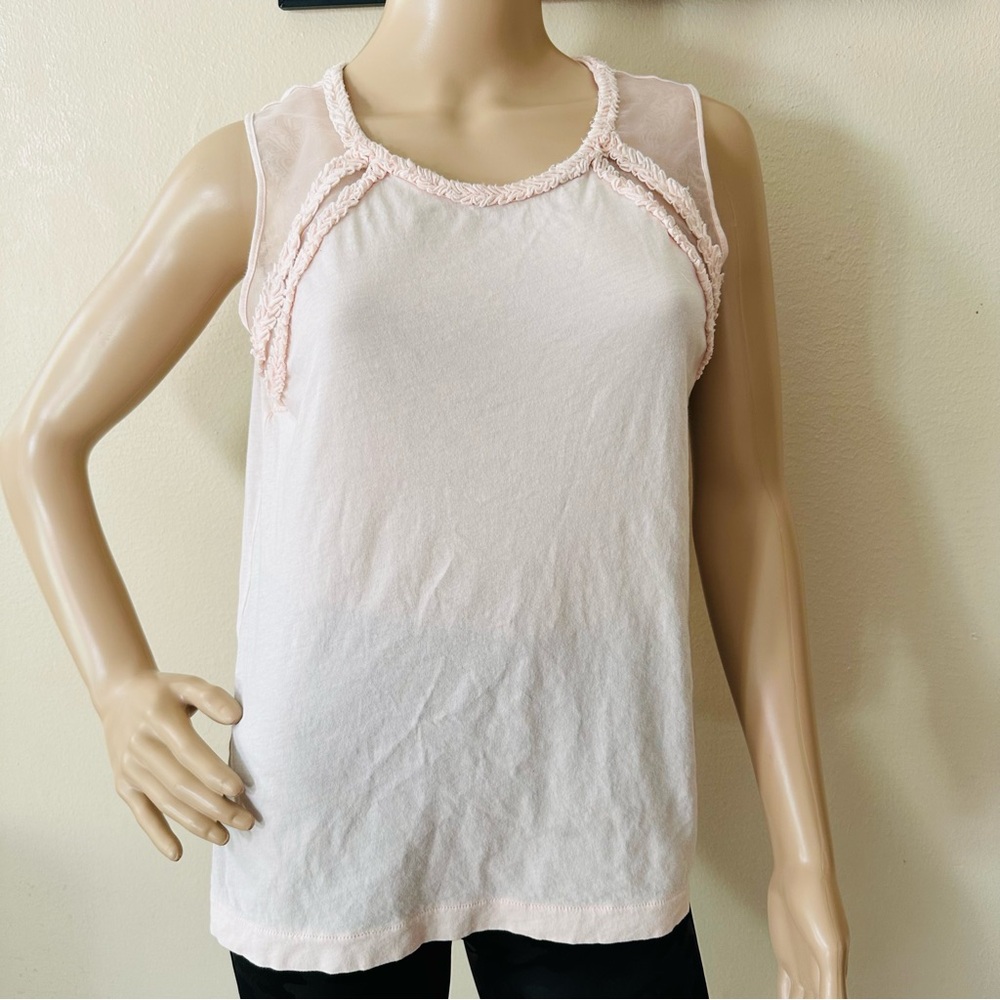 J Crew Pink Tank Sheer Sleeves Sz S